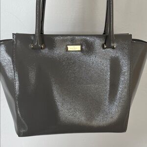 Kate Spade Patent Tote Bag in Gray with Gold Hardware